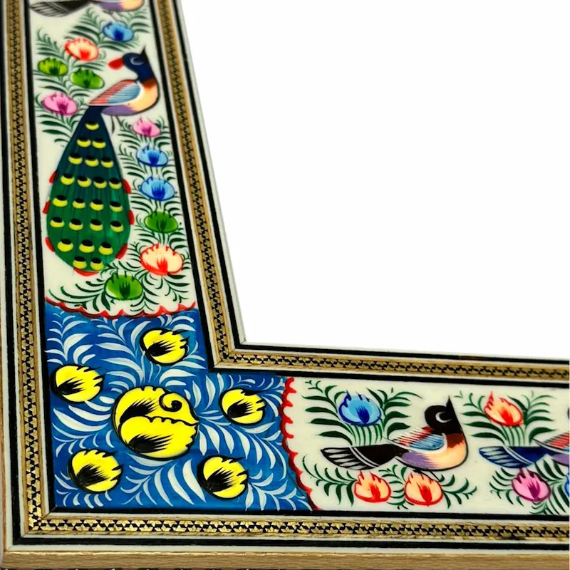 Persian Khatam Mirror with Bird & Flower Design