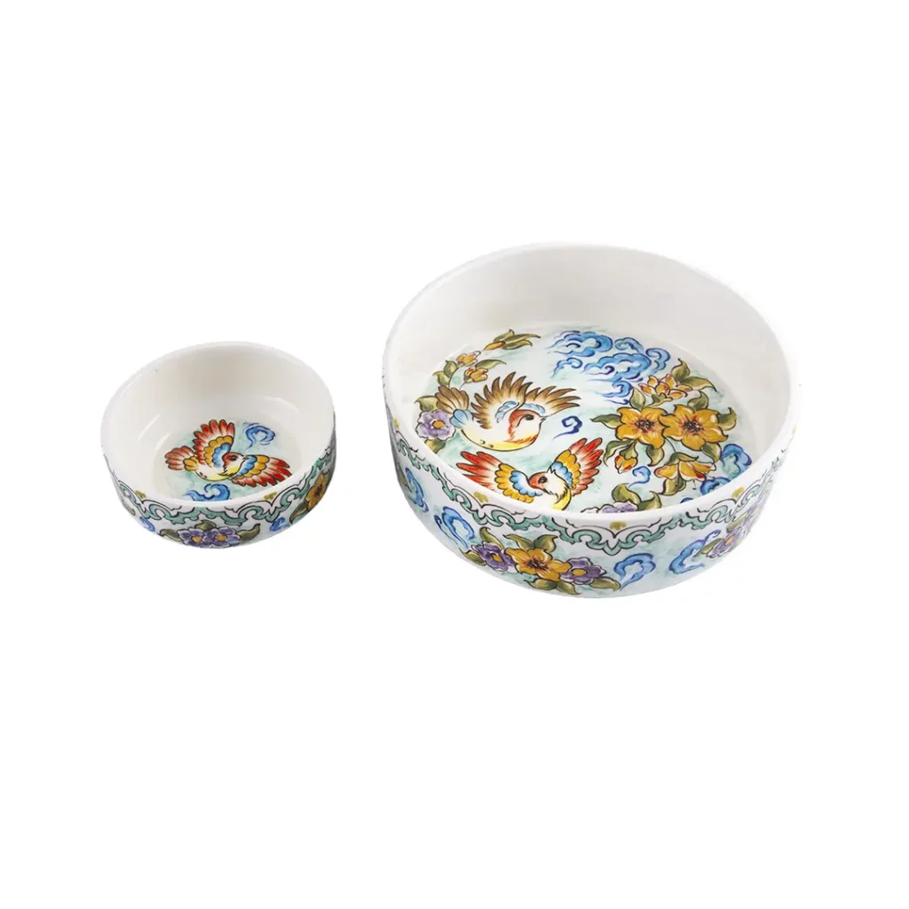 Ceramic Haft Sin Set – Hand-Painted Gol-o-Morgh Design