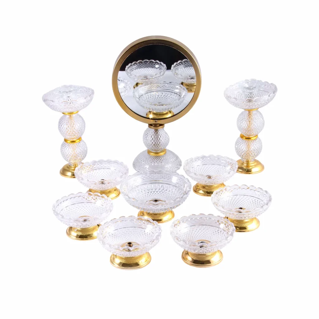 Crystal Glass Haft Sin Set – Iron Base with Durable Plating