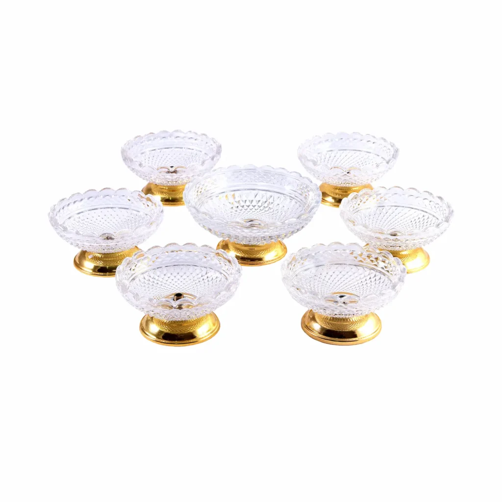 Crystal Glass Haft Sin Set – Iron Base with Durable Plating