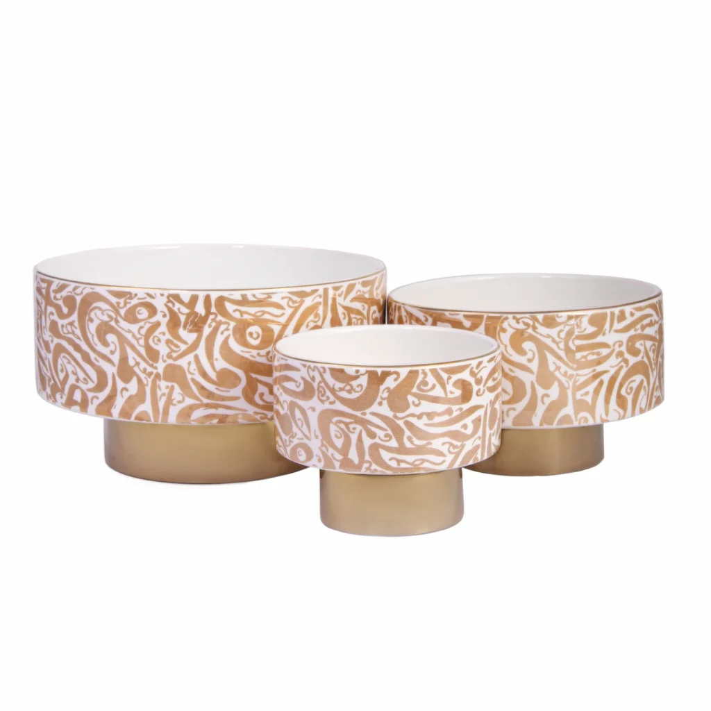 Golden Calligraphy Persian serving Bowl Set