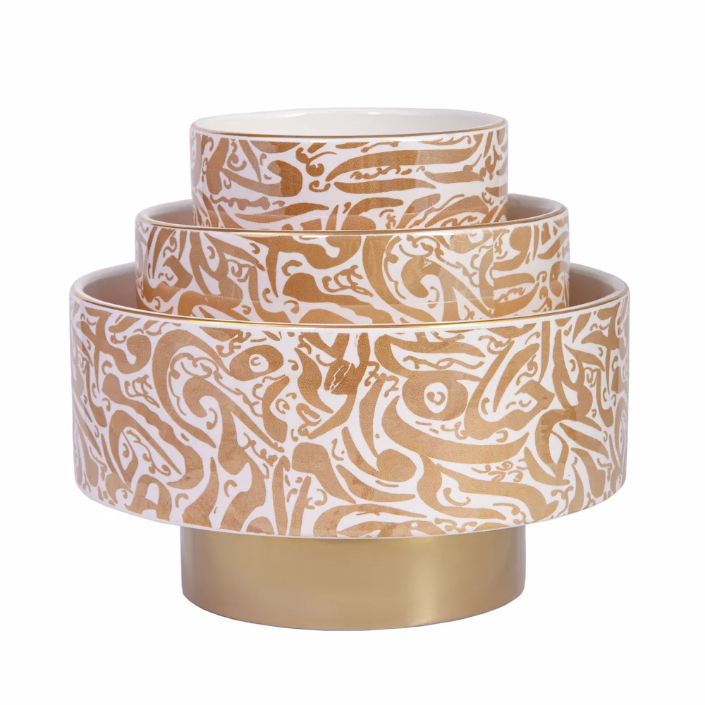Golden Calligraphy Persian serving Bowl Set