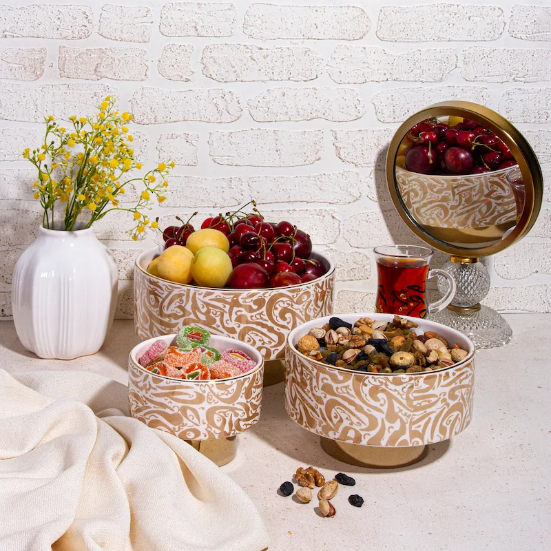 Golden Calligraphy Persian serving Bowl Set