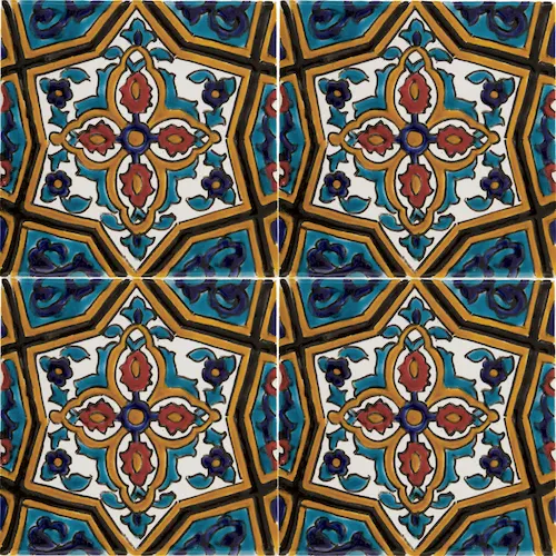 Hand-Painted Persian Ceramic Tiles – Glazed Clay Decor for Kitchen & Bath