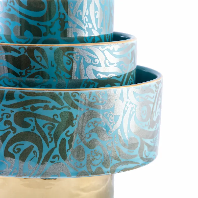 Handcrafted Turquoise Persian Calligraphy Bowl Set