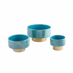 Handcrafted Turquoise Persian Calligraphy Bowl Set