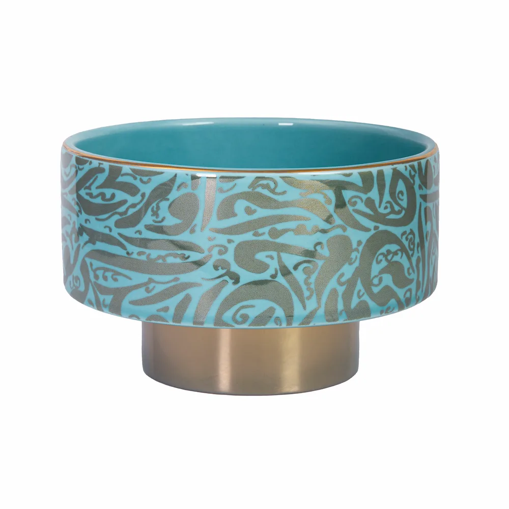 Handcrafted Turquoise Persian Calligraphy Bowl Set