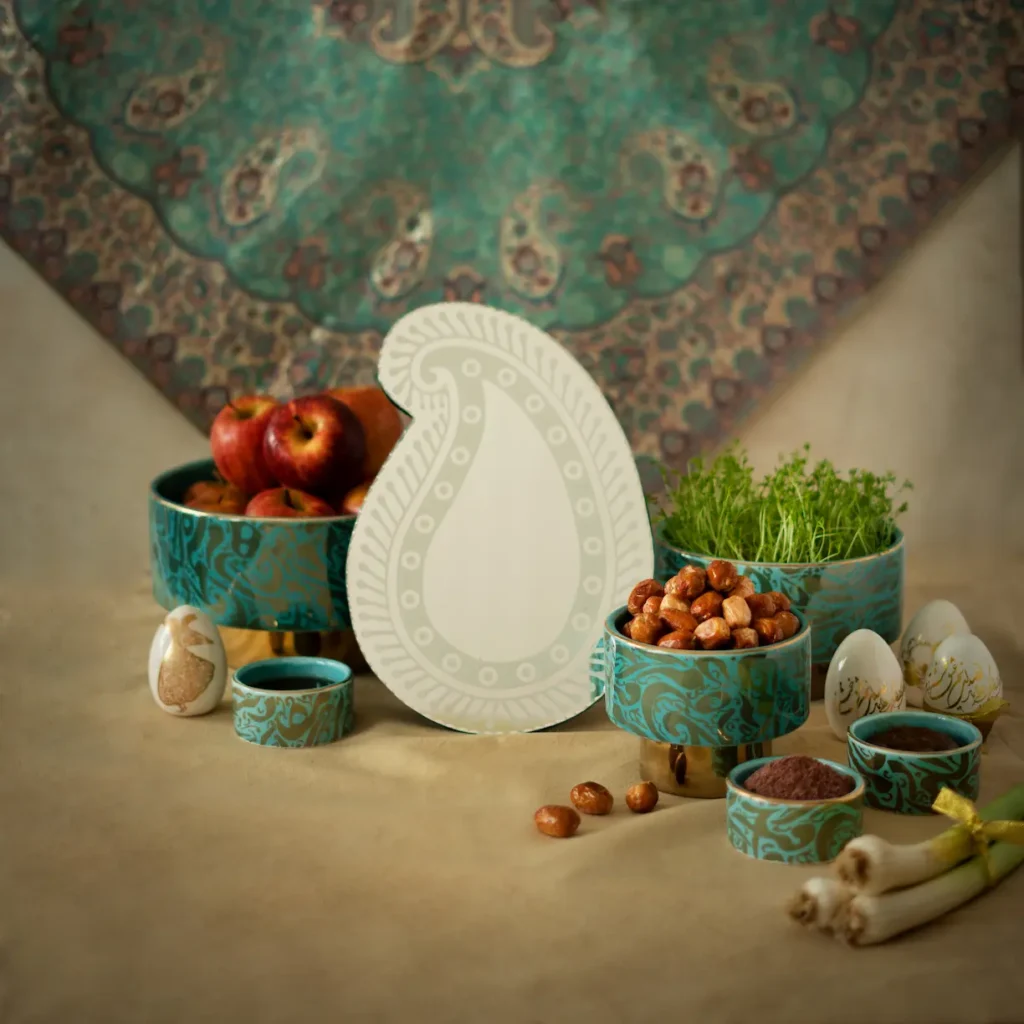 Iranian Horse Ceramic Set Haft Sin Table Decor