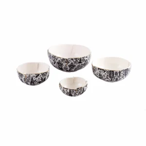Persian Ceramic Bowl Set – Tulip Design with Shikargah Scene