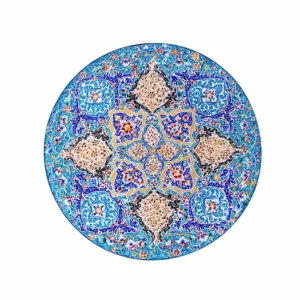 Persian Minakari Plate – Shah Abbasi Floral Handmade Copper Decorative Plate