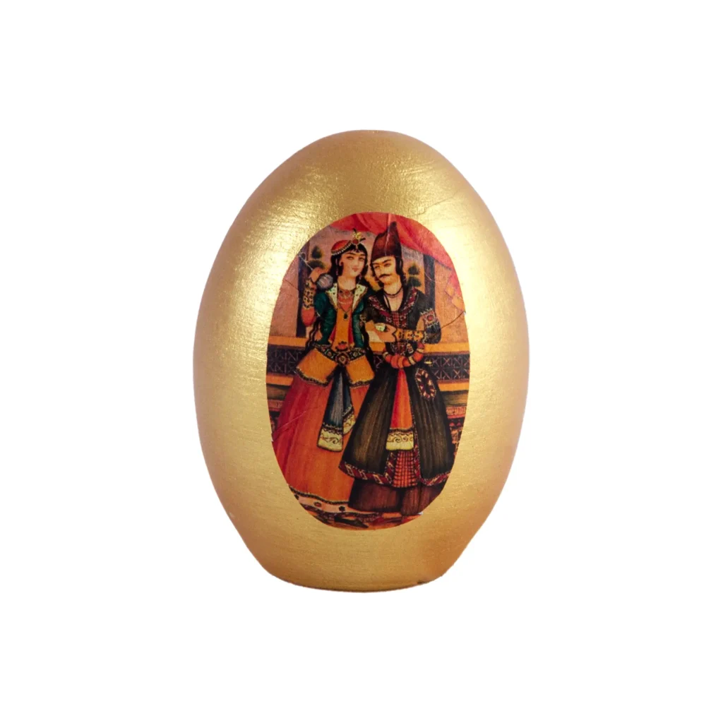 Persian Nowruz Egg – Lili & Majnun Golden Handcrafted Ceramic Decorative Egg