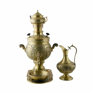 Persian Hand-Etched Coal Samovar Set 7L – 5-Piece Set