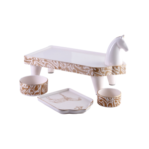 Iranian Horse Ceramic Set: Haft Sin Table Decor