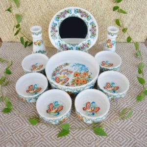 Ceramic Haft Sin Set – Hand-Painted Gol-o-Morgh Design