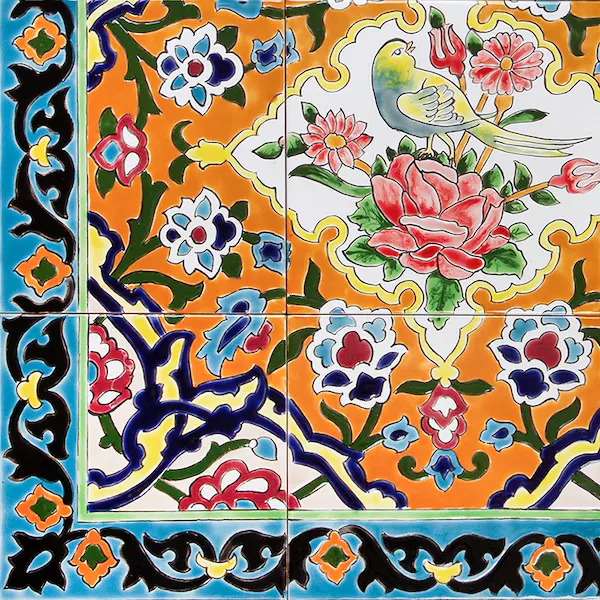 Boostan Garden Pattern Persian Tile – 60x60 White Persian Design Tiles Ceramic