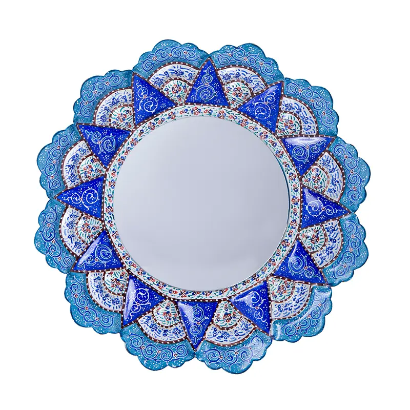 Enamel Persian Mirror & Candle Holder Set – Copper Mina Kari Décor