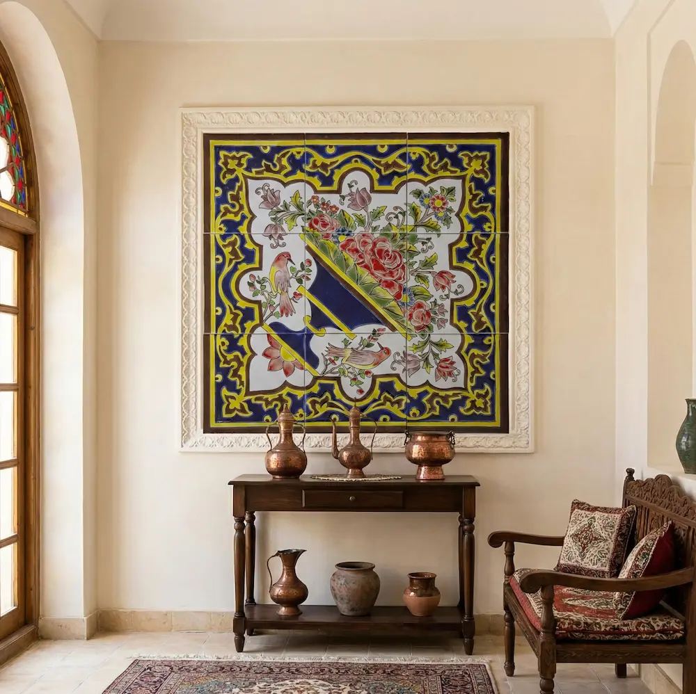 Garden Art Persian Pattern Tile – Seven-Color Handcrafted Persian Tile