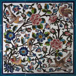 Gol-o-Morgh Persian Ceramic Tile – Handcrafted Glazed Wall Art Tile