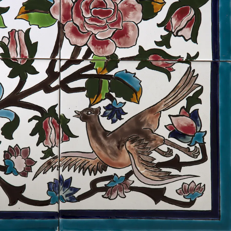 Gol-o-Morgh Persian Ceramic Tile – Handcrafted Glazed Wall Art Tile