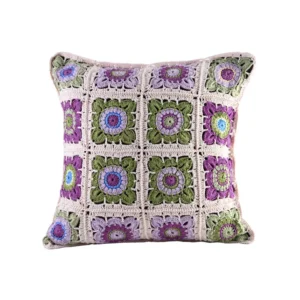 Handwoven Persian Tiles Cushion – Motif Knit Yarn Décor Pillow