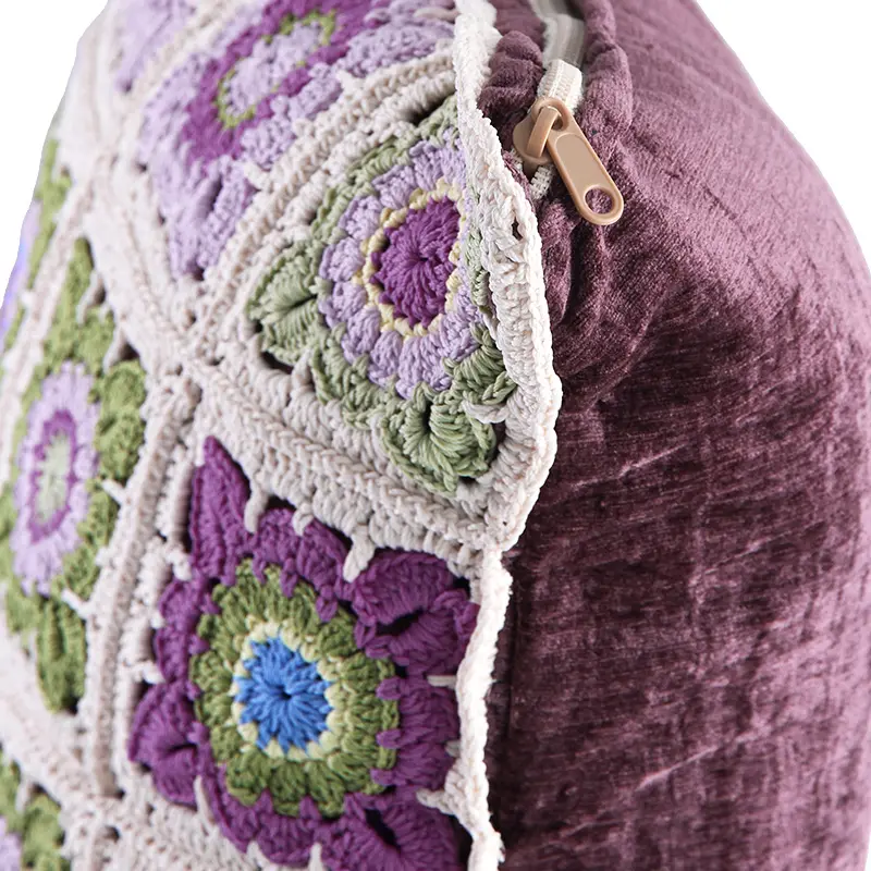 Handwoven Persian Tiles Cushion – Motif Knit Yarn Décor Pillow