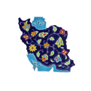 Persian Ceramic Tiles with Blue Persia Map Design