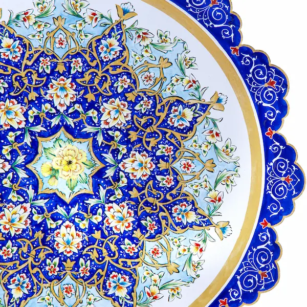 Persian Enamel Plate with Sun Design – Handcrafted Mina Kari Art