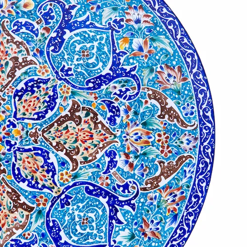 Persian Enamel Plate – Traditional Eslimi Floral Hand‑Painted Copper Art Plate
