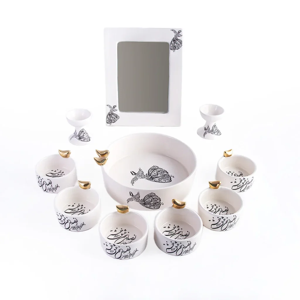 Persian Haftsin Set with Sama Dance & Calligraphy Design