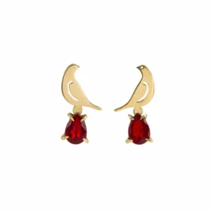Freedom Bird Persian Earrings – with Red Stones