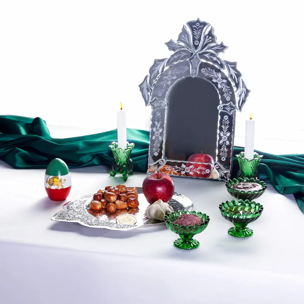 Royal Qajar Elegance – Persian Haft Sin Sets with Crystal & Copper Accents