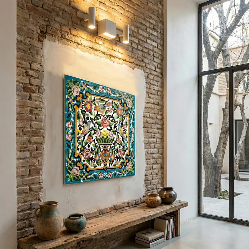 Shah Abbasi Floral Persian Design Tile – 60x60 Glazed Ceramic Persian Tile