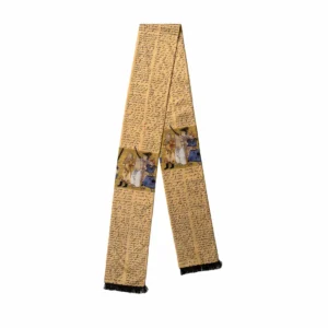 Shahnameh Poetry Persian Men’s Scarf – Luxury Silk Velvet Cream Design