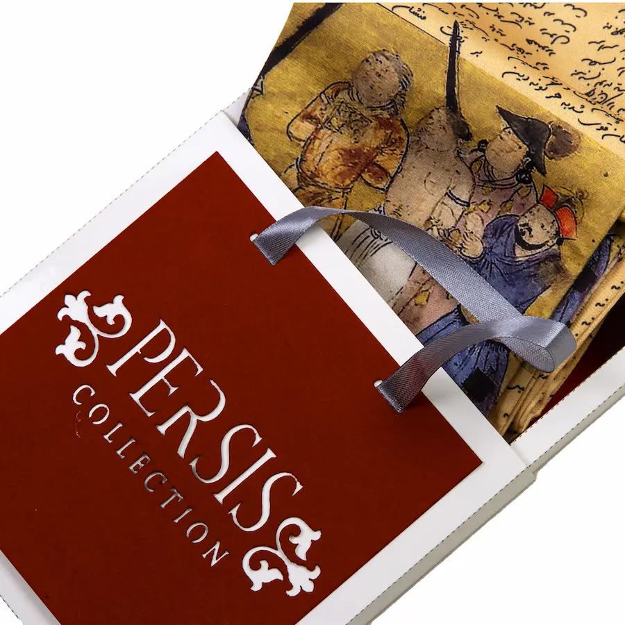 Shahnameh Poetry Persian Men’s Scarf – Luxury Silk Velvet Cream Design