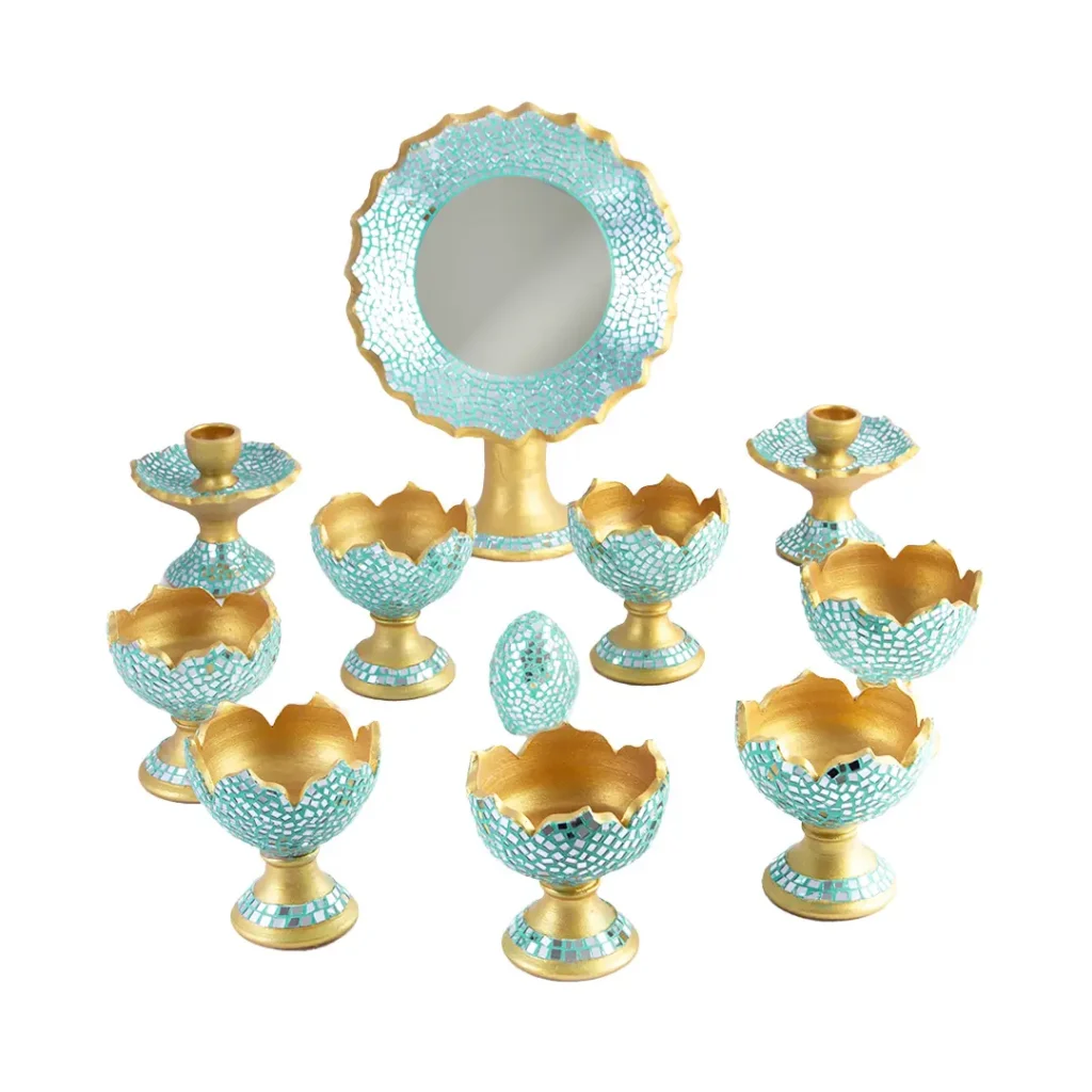 Turquoise Golden Noor Persian Haft Sin Set