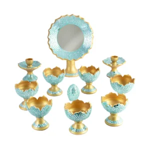 Turquoise Mirror Art Golden Noor Persian Haft Sin Set
