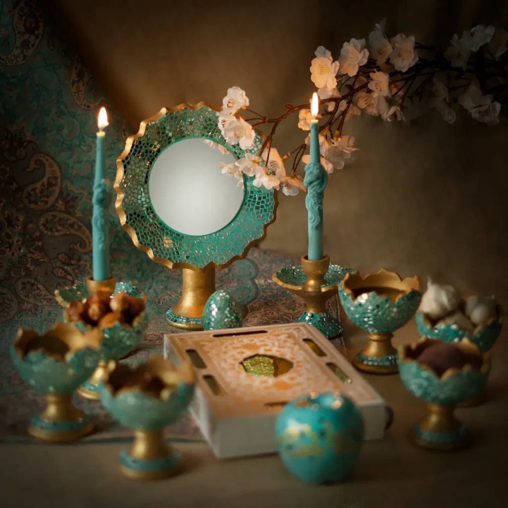 Turquoise Golden Noor Persian Haft Sin Set
