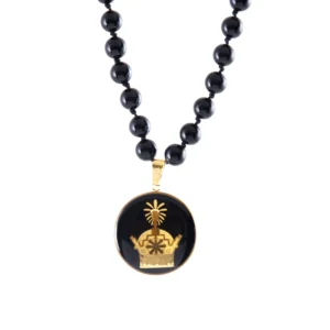 Persian Gold Necklace Crown Design – 24K Gold Inlay Luxury Pendant