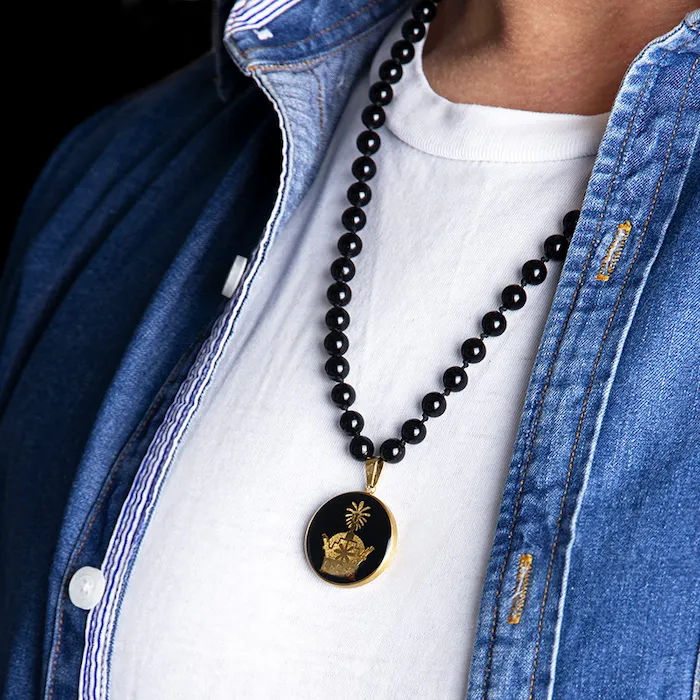 Persian Gold Necklace Crown Design – 24K Gold Inlay Luxury Pendant