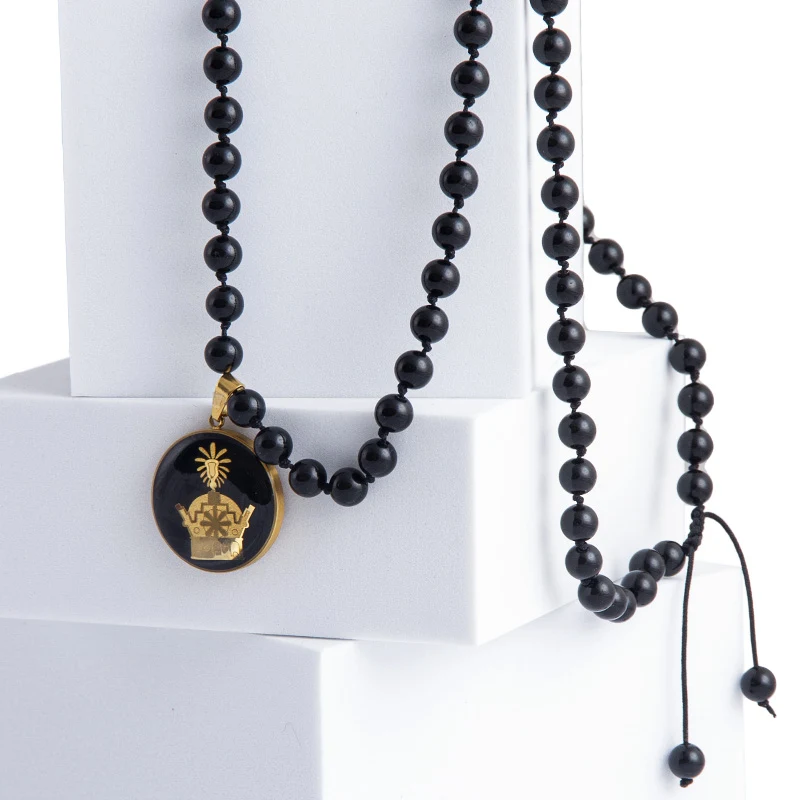 Persian Gold Necklace Crown Design – 24K Gold Inlay Luxury Pendant