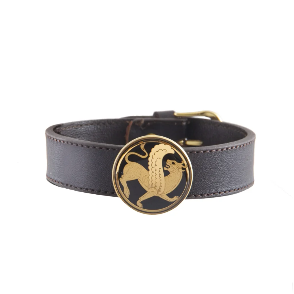 Winged Lion Persian Bracelet for Men – 24K Gold Leaf Symbol Leather Bracelet