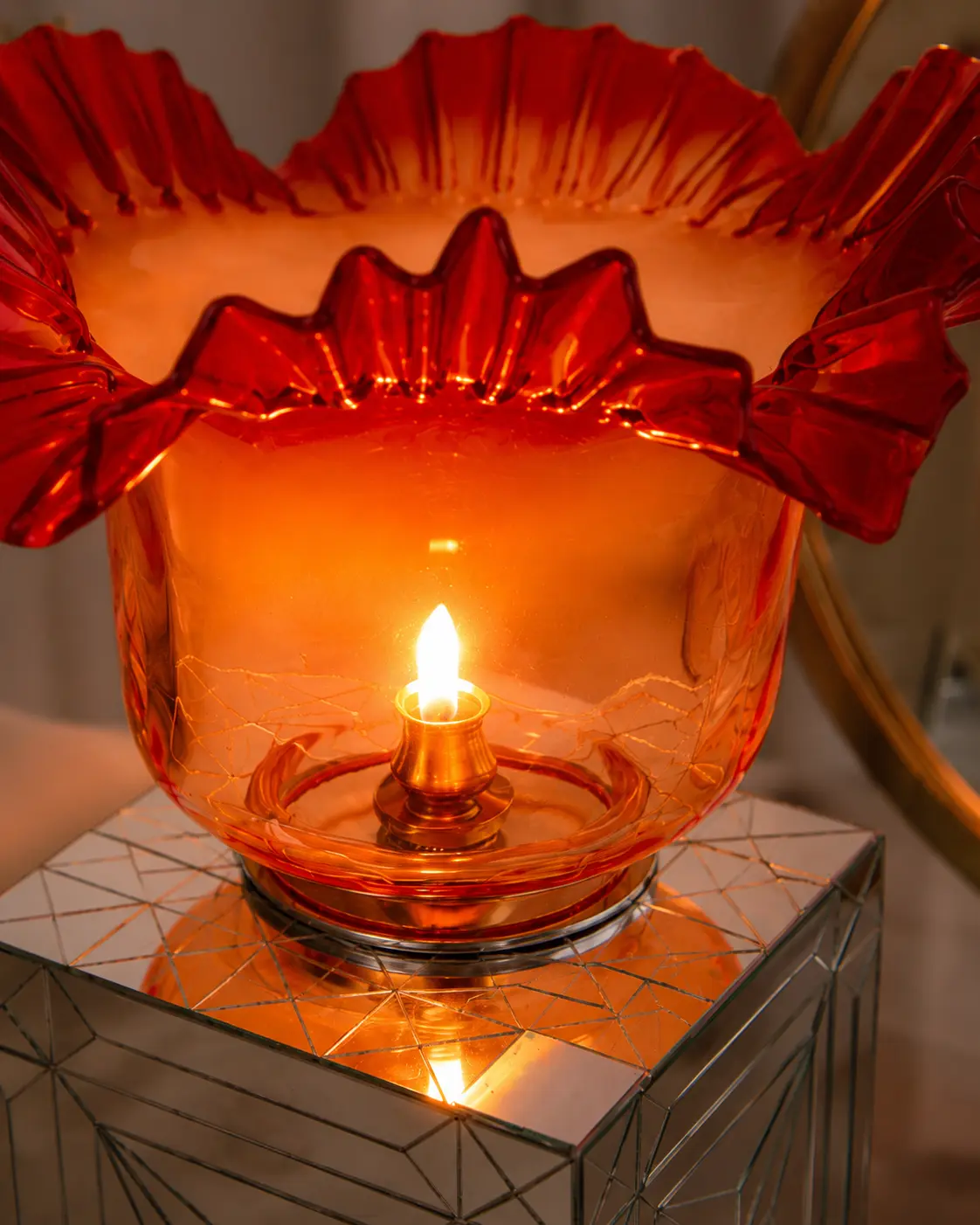 Persian Candle Holder with Golestan Palace Mirror Mosaic Design