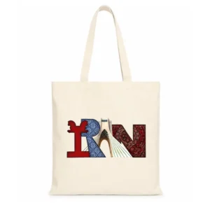 Persian Tote Bag – Natural Canvas Persian Bag with Long Hemp Handles