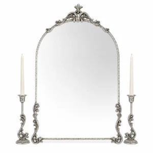 Farah Persian Silver Mirror and Candle Set