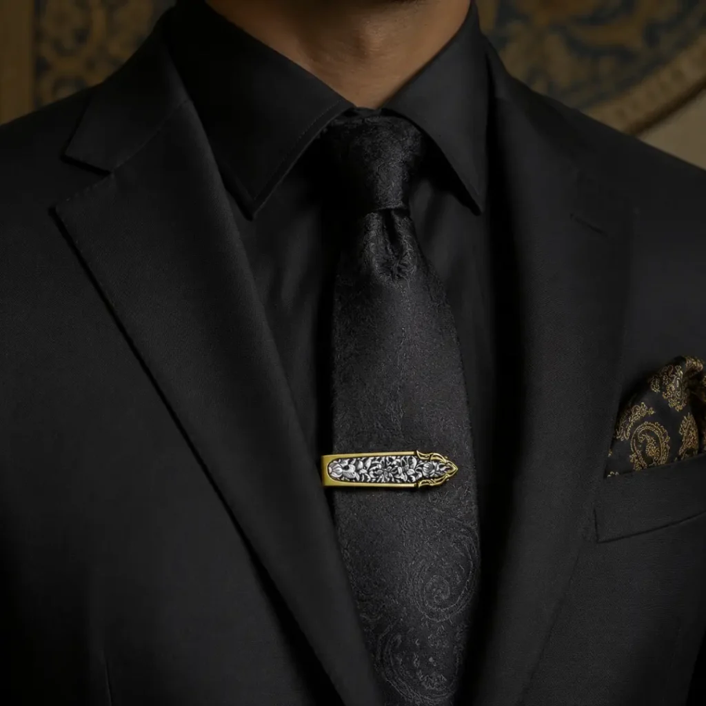 Ghalamzani Persian Silver Tie Clip