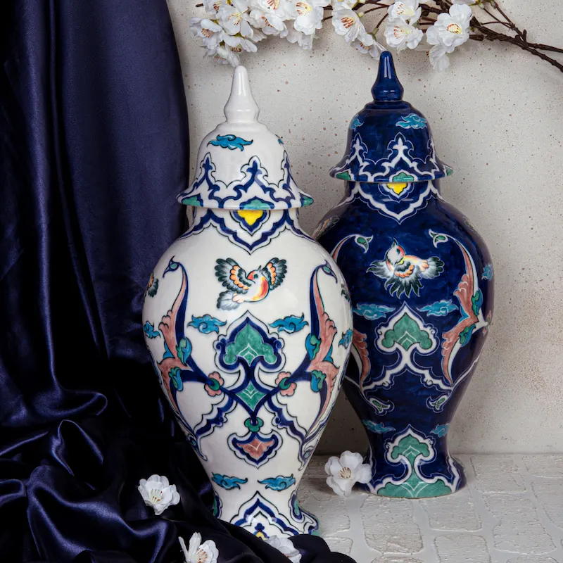 Hand Painted Persian Ceramic Ginger Jar
