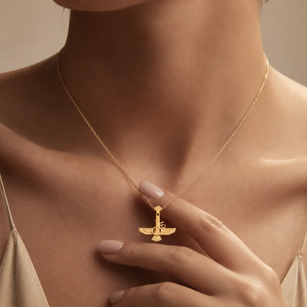 Lotus Farvahar Gold Pendant Necklace in 18k Gold