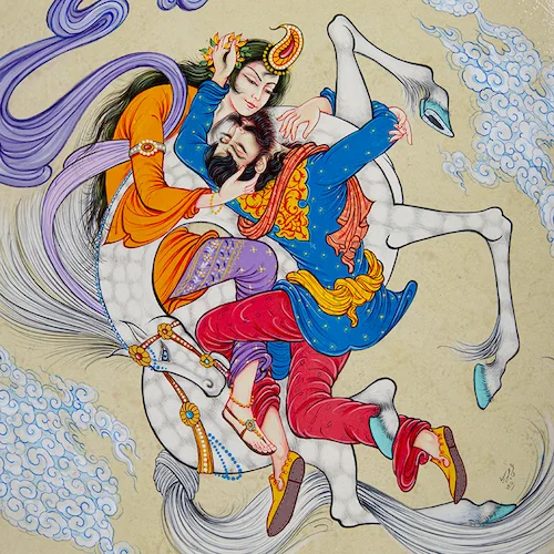 Persian Miniature Daf with Hand-Painted Artwork