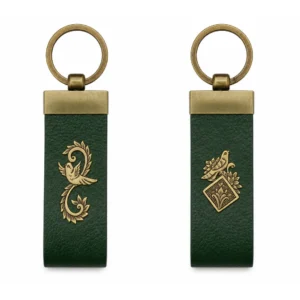Golestan Hand Engraved Brass Persian Keychain with Floral Bird Design