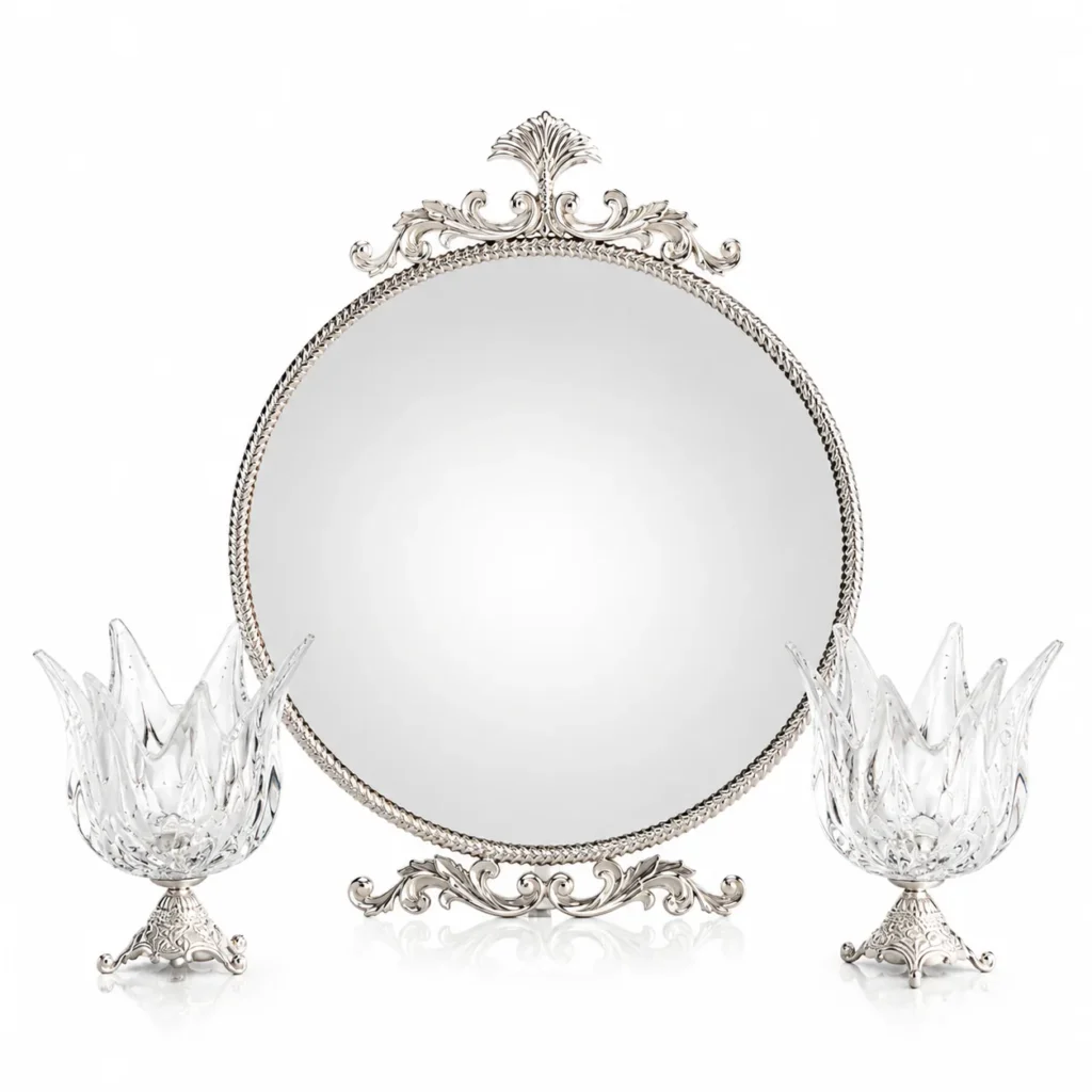 Pichak Sofreh Aghd Mirror Set with 925 Silver Details